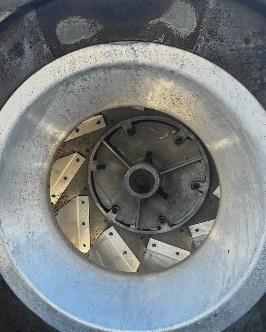 Rooftop exhaust fan wheel and bowl clean after cleaning